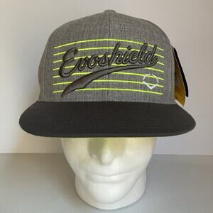 EvoShield Snapback Baseball Cap Hat Gray Black Flat Bill Neon Logo New